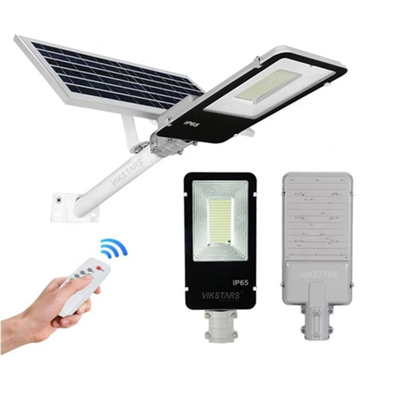 Lampa Solara Stradala LED, 300W, Proiector Exterior cu Panou Solar si Brat de Montare, Rezistenta la Apa