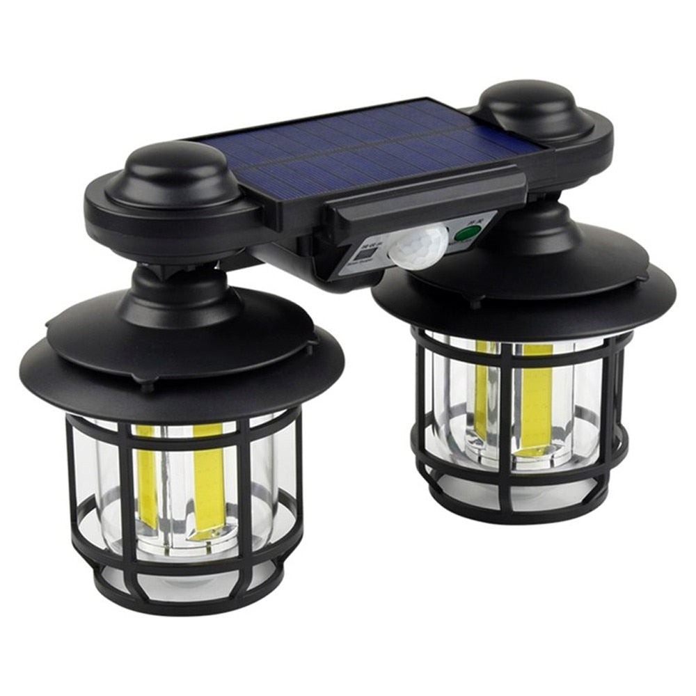 Felinar Solar Dublu, OPTIM SOLUTION, cu Senzor de Miscare si Telecomanda, Energie Solara, 192 LED-uri Puternice, Iluminare pentru Curte, Gradina, Capete Reglabile, Autonomie Extinsa, Control Distanta, Performanta Eficienta Energetic, IP65, Negru