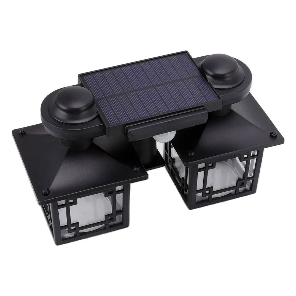 Felinar Solar Dublu, OPTIM SOLUTION, cu Senzor de Miscare si Telecomanda, Energie Solara, 192 LED-uri Puternice, Iluminare pentru Curte, Gradina, Capete Reglabile, Autonomie Extinsa, Control Facial, Performanta Eficienta Energetic, IP65, Negru