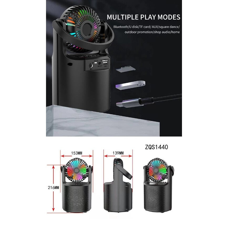 Boxa Bluetooth Sumker, ventilator RGB, 8W, ZQS-1440,,,