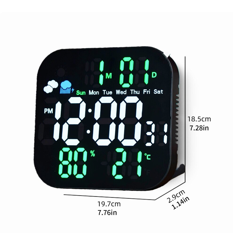 Ceas digital de birou, LED, alb, 3 niveluri luminozitate, multifunctional,