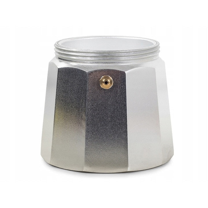 Cafetiera espresso Moka, pentru aragaz, din aluminiu, capacitate 6 cesti, Argintiu/Negru