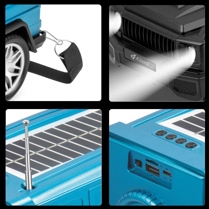 Boxă portabilă Bluetooth Elworld GU-162, design stereo auto, bass puternic, gri, alimentare solară,,,
