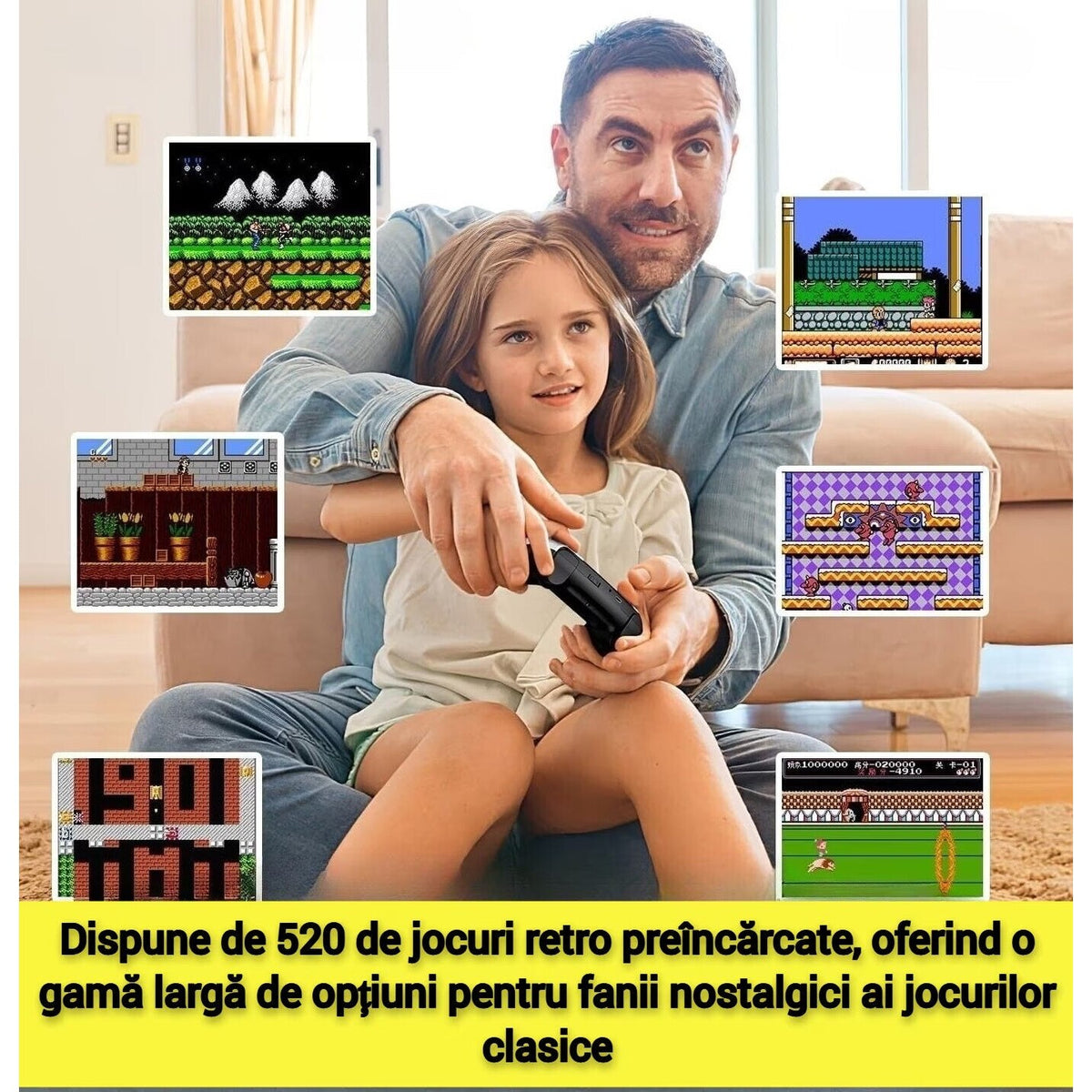 Consola jocuri video P5, portabila, 520 jocuri retro, rezolutie 320x240, White