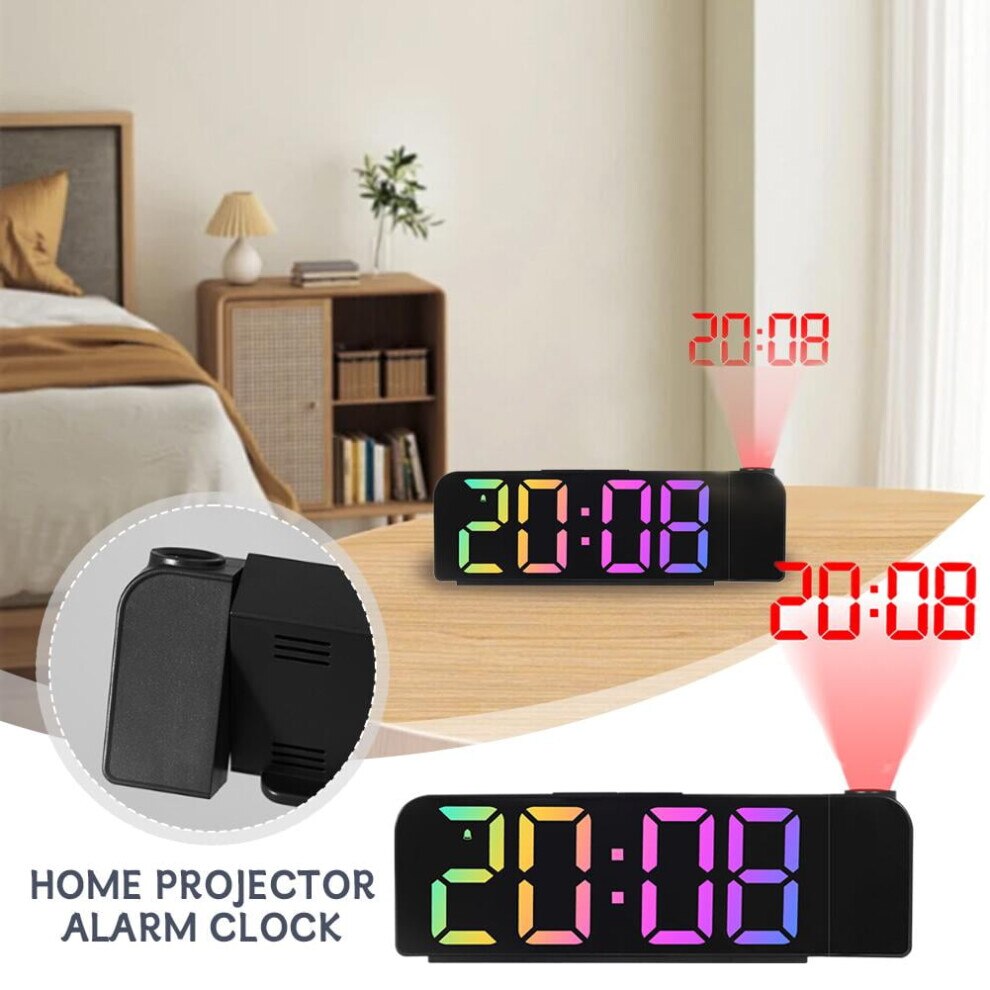 Ceas desteptator cu proiectie, negru, 19.6x3x6.5cm, multicolor