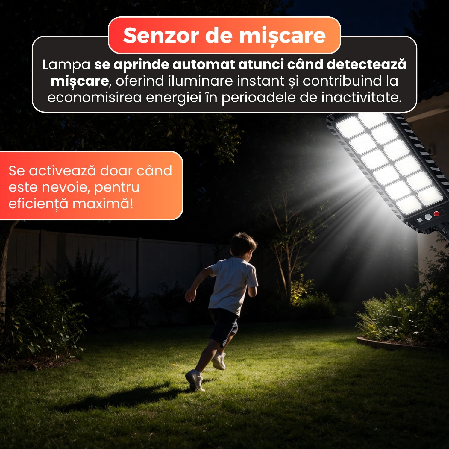 Lampa stradala solara LED 400W, 216 LED-uri, cu senzor de miscare si telecomanda, IP65, incarcare solara, lumina alb rece