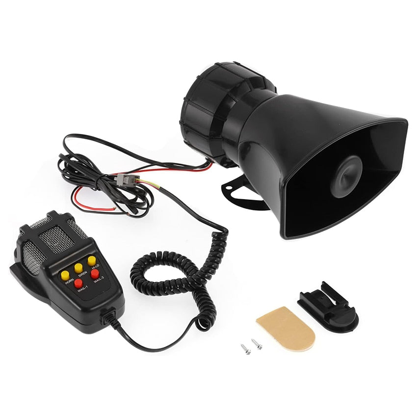 Sirena auto cu microfon si portavoce, 5 sunete, 60W, 12V, negru
