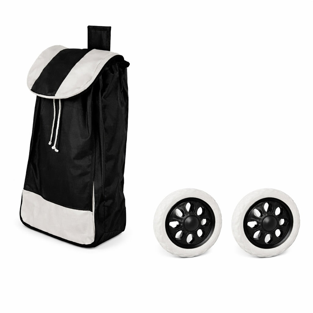Pachet promo: Husa rezerva pentru carucioarele de cumparaturi, culoare neagra + Set 2 roti pentru carucior de piata