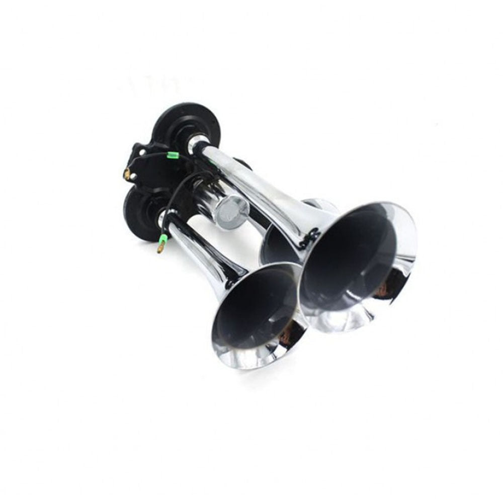 Claxon pentru camioane, 3 goarne din inox 12/24V, puternic
