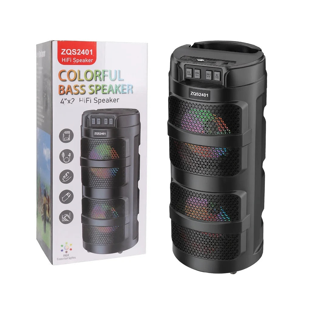 Boxa Portabila ZQS2401 AT Performance, Colorful Bass Speaker – Bluetooth 5.0, 4”, LED RGB,,, FM, USB, TF