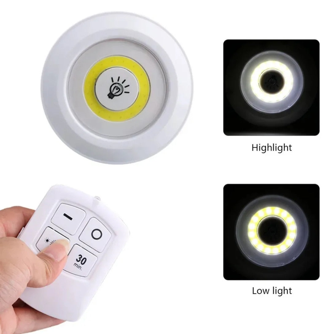 Set 3 lampi LED portabile, SuooTci, controlate prin telecomanda, alimentate cu baterii, alb, 9x9x2cm