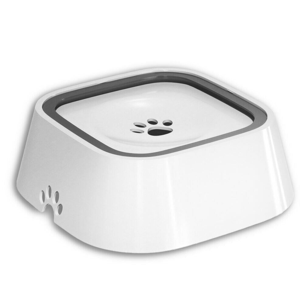 Bol Apa Antistropire NewEvo Pentru Caini Si Pisici, Rama Flotanta, Sistem Antialunecare, Adapator 1.5 Litri, Alb