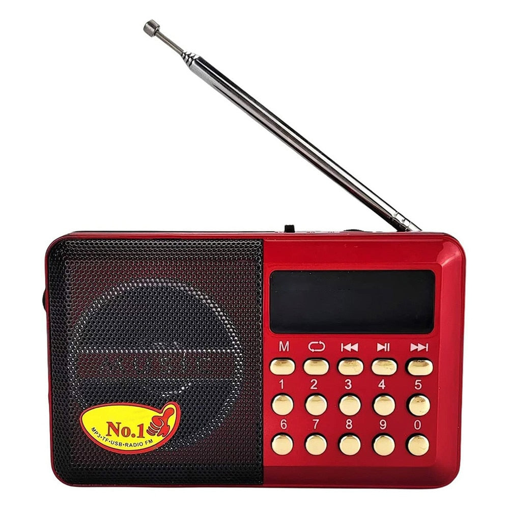 Radio FM, cu USB, Micro SD, AUX, Reincarcabil, Player MP3/WMA, Portabil, Convertor Auto AC/DC, 14.3 x 8.4 x 4.3 cm, Rosu