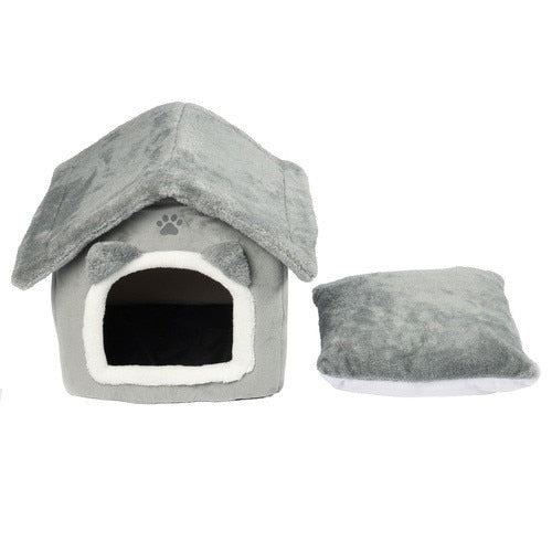 Casuta pentru caini si pisici, ZOLA, poliester, antiderapanta, gri, 39x38x35cm