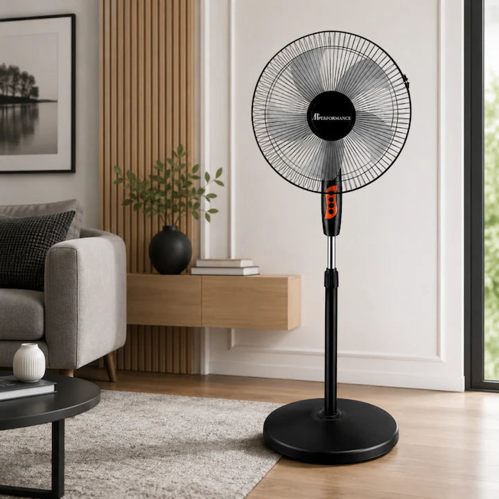 Ventilator cu Picior AT PERFORMANCEAT-2054, 65W, 16 Inch, 3 Viteze, Oscilatie Automata, Inaltime Reglabila
