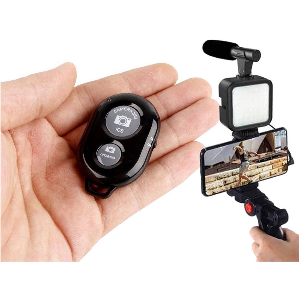 Set vlogging: trepied, microfon, suport telefon, înregistrare video