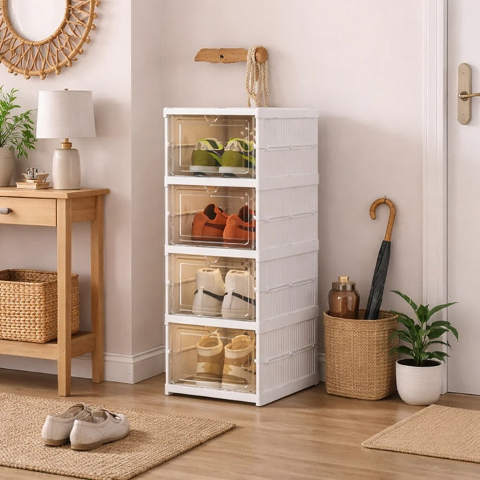 Organizator Multifunctional, Pliabil, 4 Niveluri, cu Usi Transparente, 71, 5 x 35 x 20 cm