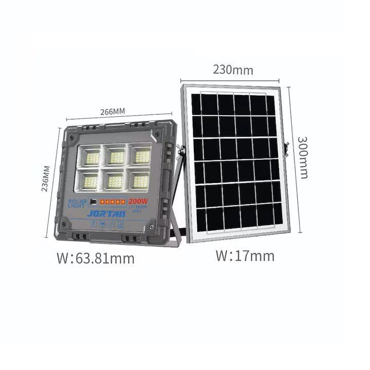 Proiector LED Solar, Putere 600W, Autonomie 12h, Kit Complet cu Panou Fotovoltaic si Telecomanda, Rezistent la Apa IP66/IP67, Lumina Alb Rece 6500K, Functie Automat/Amurg, Exterior