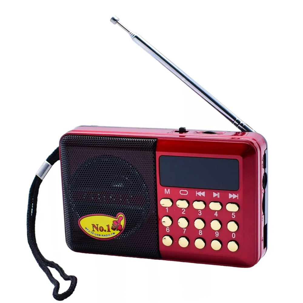 Radio FM, cu USB, Micro SD, AUX, Reincarcabil, Player MP3/WMA, Portabil, Convertor Auto AC/DC, 14.3 x 8.4 x 4.3 cm, Rosu