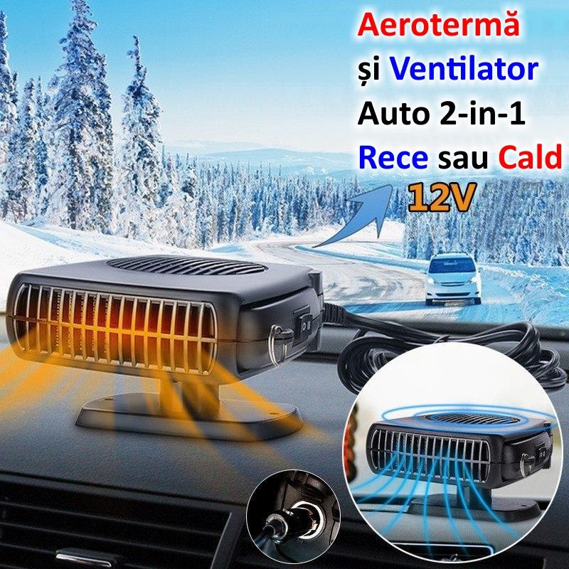 Aeroterma Auto 12V cu Ventilator 2-in-1, Racire sau Incalzire, Putere 150W, Dezaburire si Dezghetare Geamuri