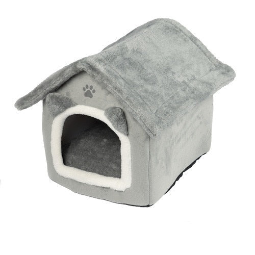 Casuta pentru caini si pisici, ZOLA, poliester, antiderapanta, gri, 39x38x35cm