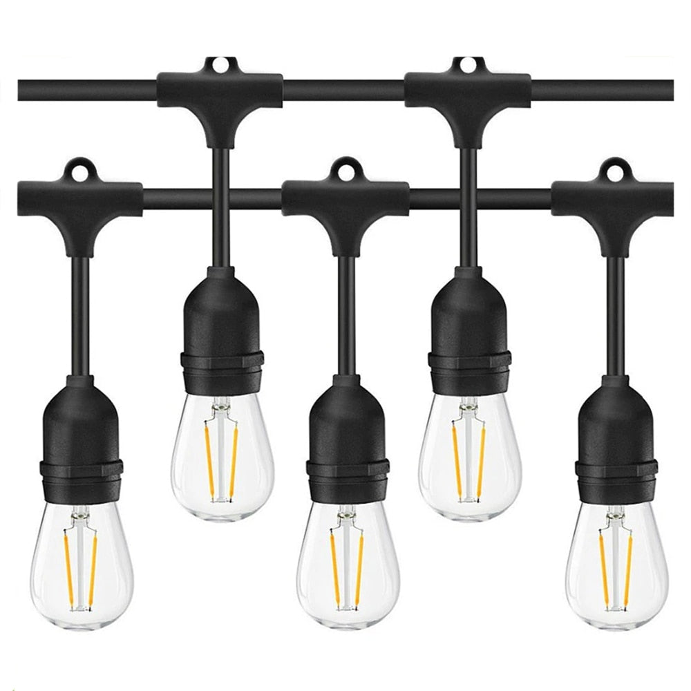 Ghirlanda luminoasa exterior, 30m, 60 becuri LED vintage, 1 bec rezerva, lumina calda, interconectabila, fasung E27, impermeabila