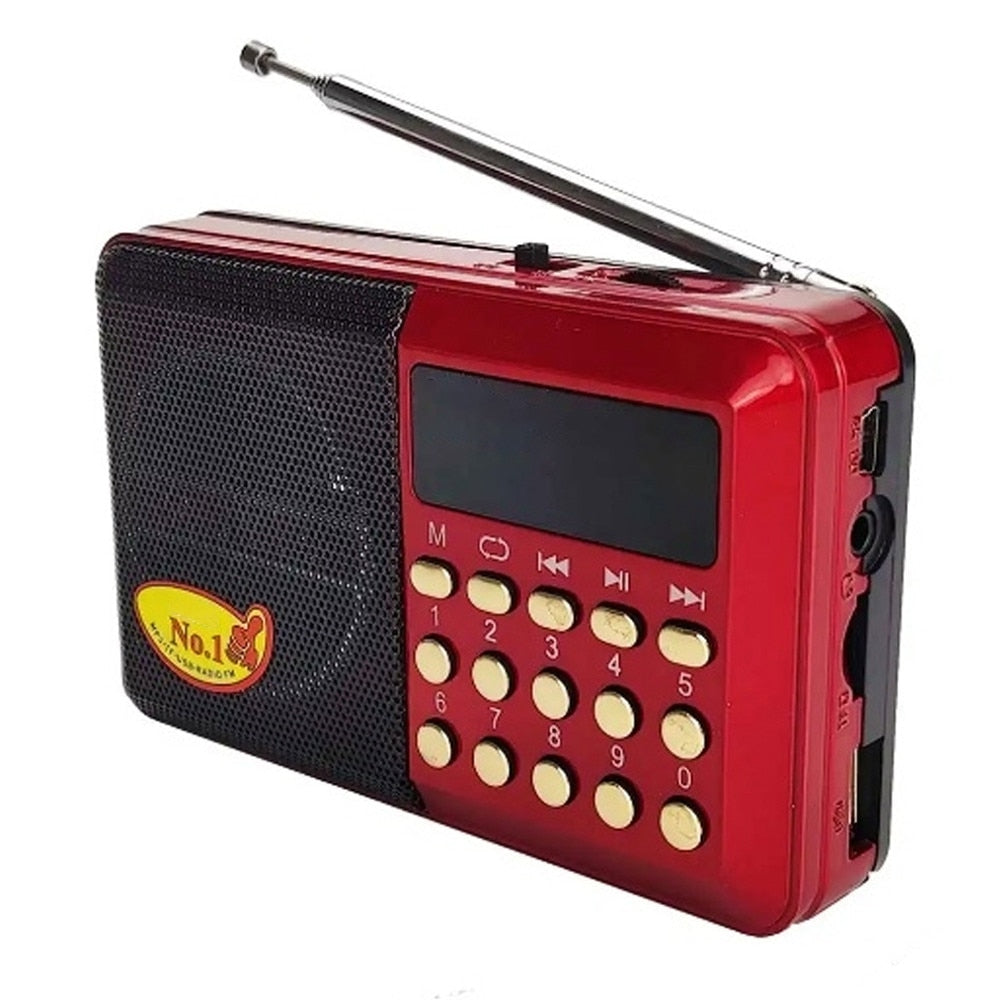 Radio FM, cu USB, Micro SD, AUX, Reincarcabil, Player MP3/WMA, Portabil, Convertor Auto AC/DC, 14.3 x 8.4 x 4.3 cm, Rosu