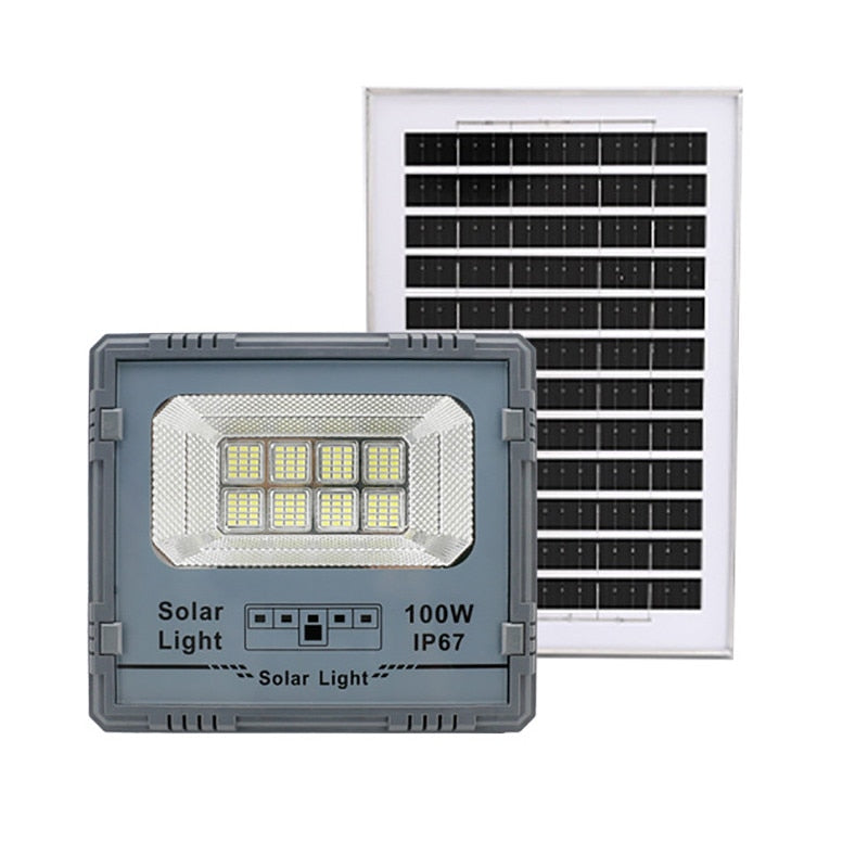 Proiector LED Solar, Putere 400W, Autonomie 12-16h, Kit Complet cu Panou Fotovoltaic si Telecomanda, Rezistent la Apa IP66/IP67, Lumina Alb Rece 6000K, Functie Automat/Amurg, Exterior