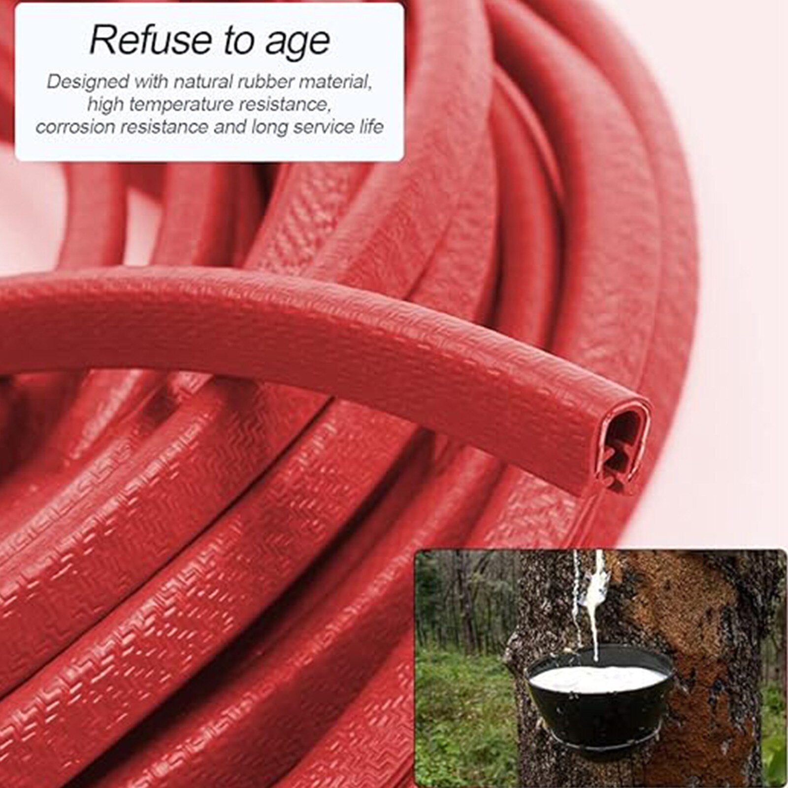 Banda de protectie auto pentru usi AYSTOAYS®, Banda protectie margini cauciuc auto, lungime 5m, pentru Portiera, Portbagaj, Capota, Izolare Fonica, Praf, Murdarie, rezistent la uzura, Rosu