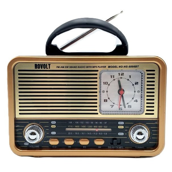 Radio Retro Portabil, NS - 8898 BT, Baterie Incorporata, Bluetooth, USB, SD Card, FM/AM/SW, ,,,maro deschis