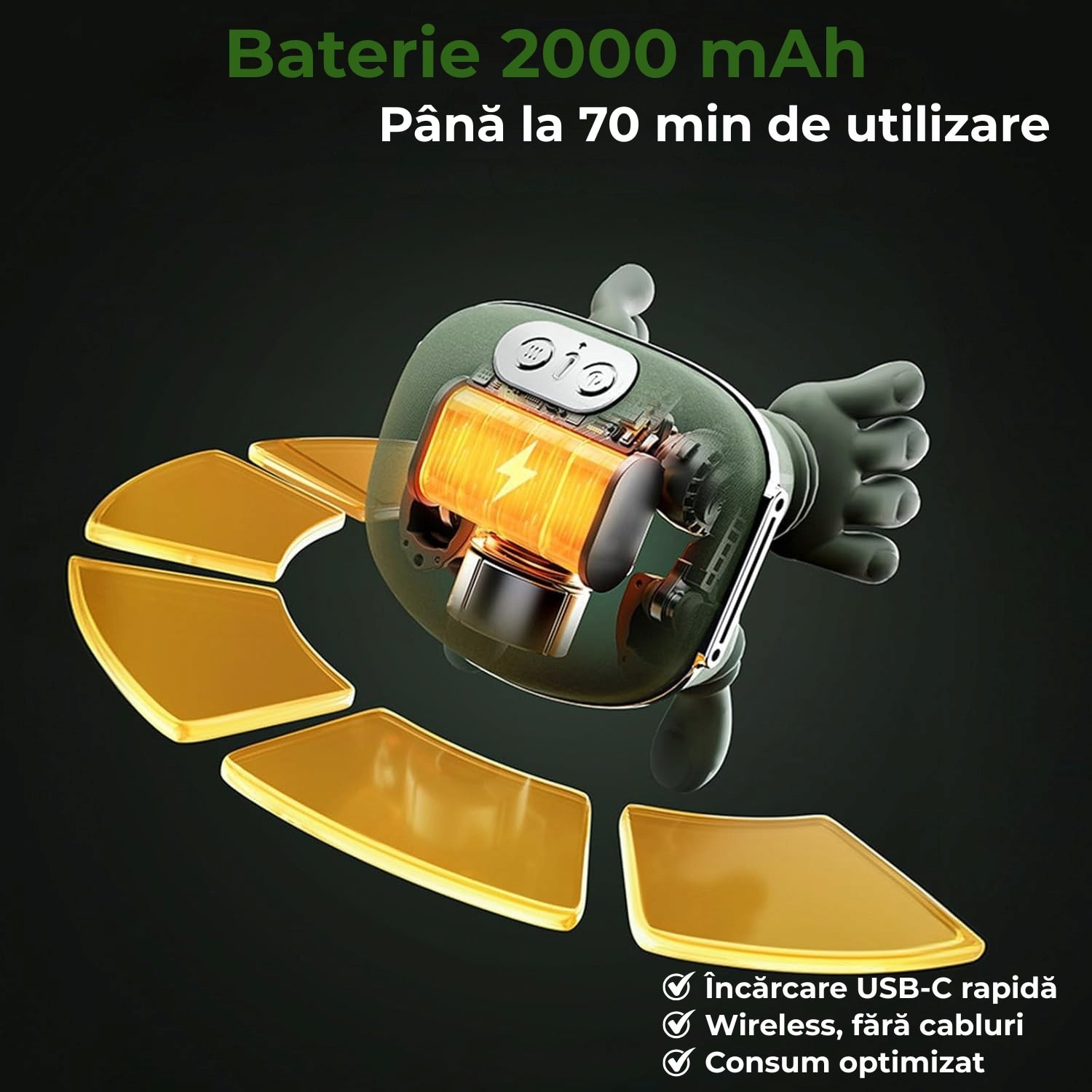 Aparat Masaj Cervical JustNet 4D Shiatsu, Masaj Gat si Umeri, Spate, Brate si Gambe, Incalzire 40/45°C, Wireless, 3 Intensitati, Autonomie 70 min, Motor Silentios, Relaxare si Detensionare Musculara, Cadou