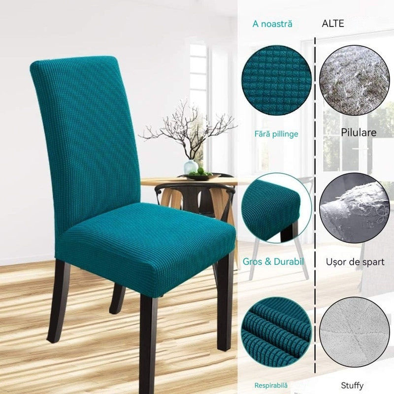 Set de 6 Huse Scaune Luoistu, Elasticizate, Lavabile, 36x50x12cm-Verde