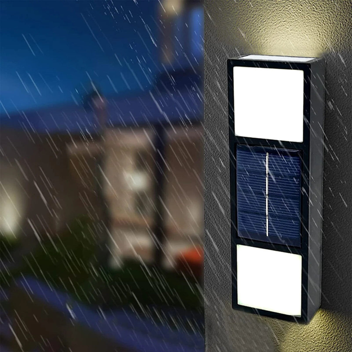 Lampa solara de perete LED, IP65, alb cald, 15x4.8x2.4cm, set 4 bucati