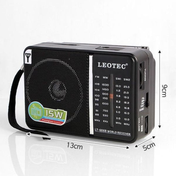 Radio portabil FM/MW/SW1/SW2, 15W, difuzor 4 Ohmi, control volum, Leotec
