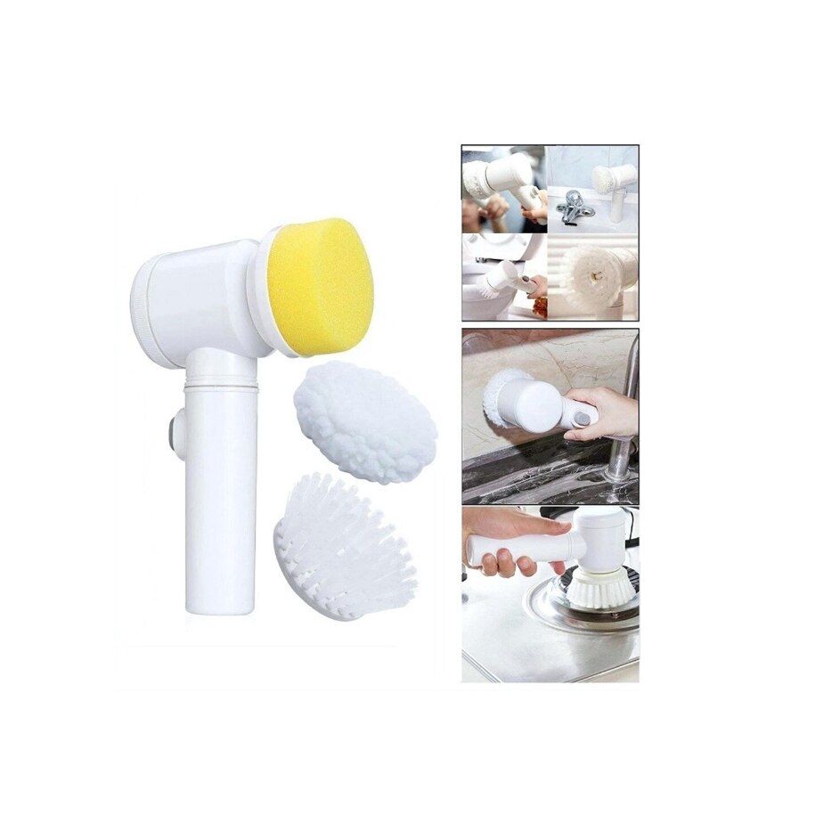 Perie de curatat electrica, rotire 360°, AT PERFORMANCE®, 3 capete incluse, alb, 17.5x7.4x26cm