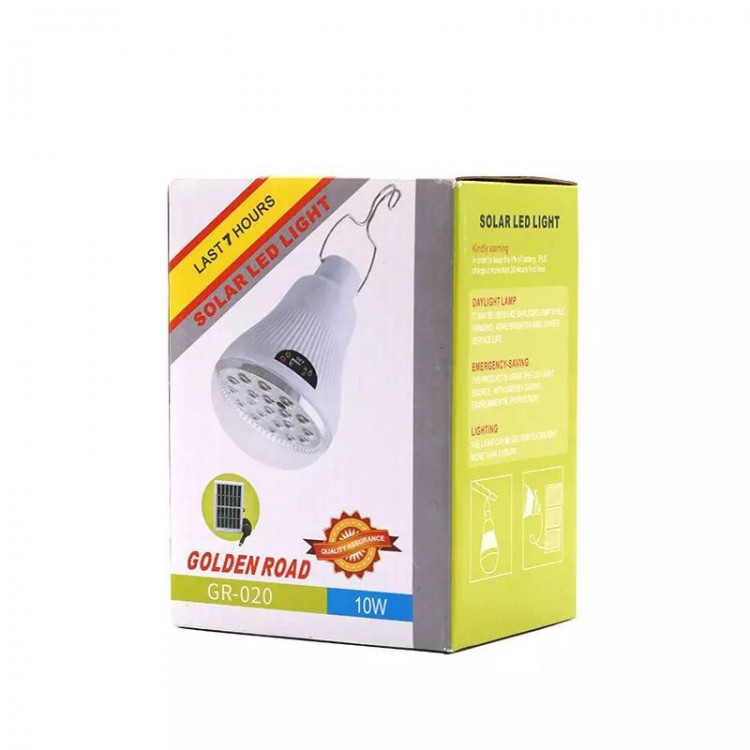 Bec solar LED cu panou, GR-020, culoare alb