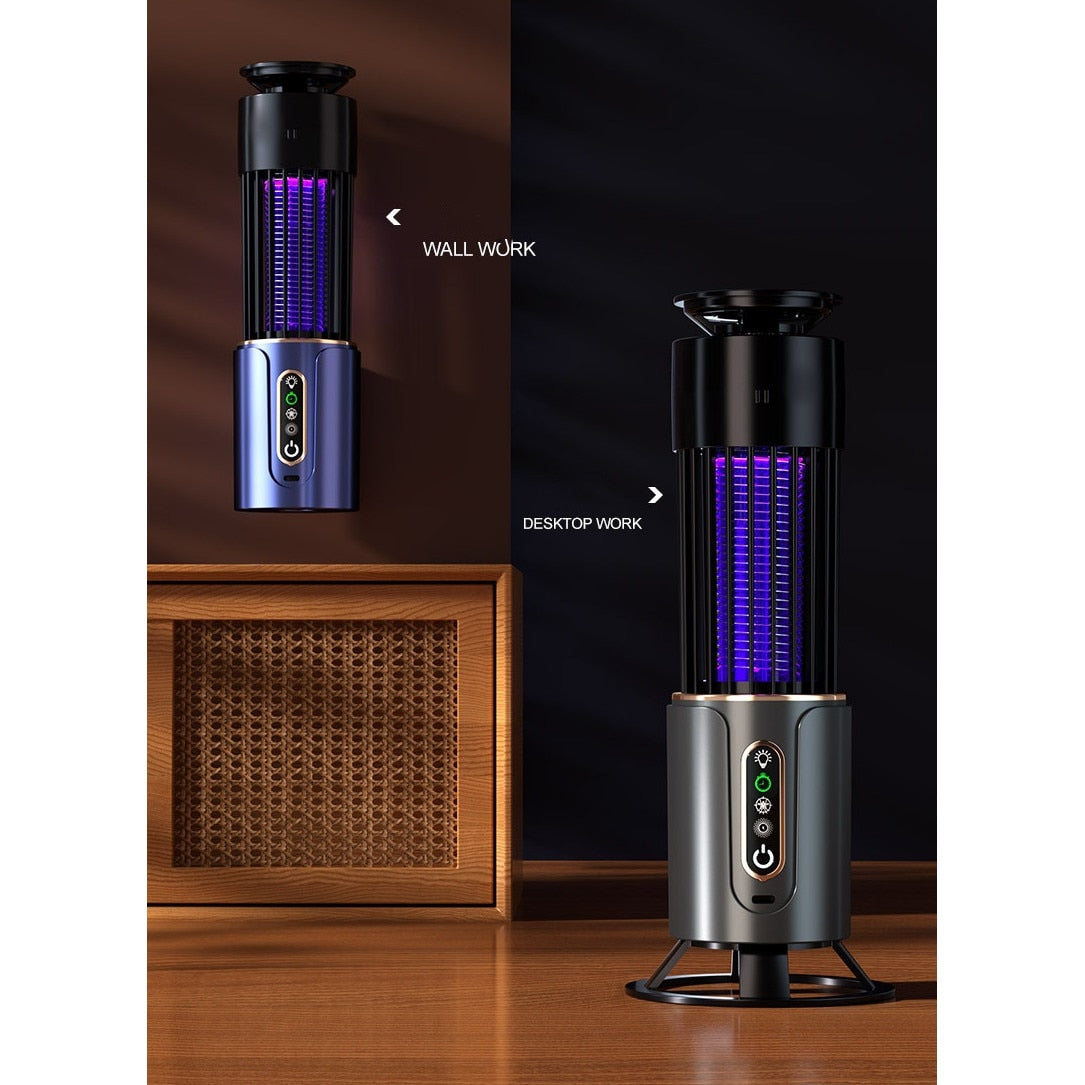 Lampa anti-tantari, 3 temporizatoare, captare tantari, iluminare, USB, 1200mAh, gri