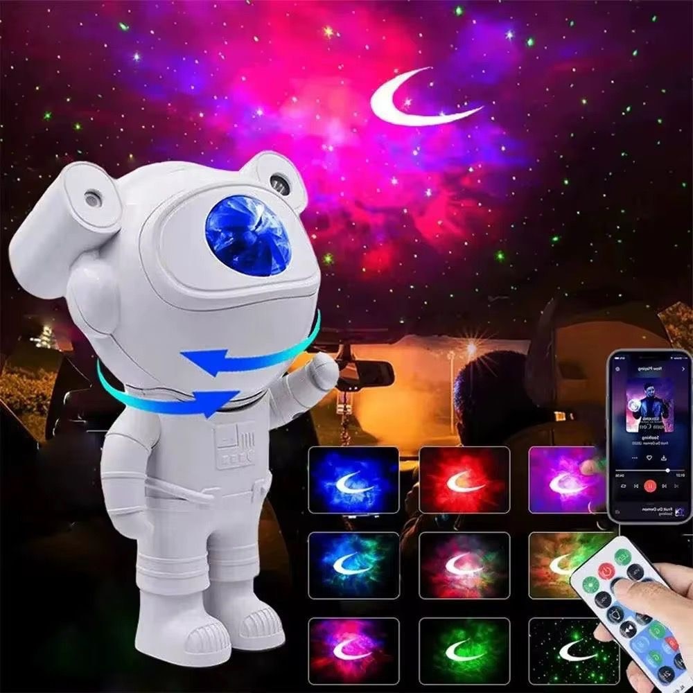 Proiector Astronaut Galaxy Light cu muzica Bluetooth, telecomanda si efect cer instelat – lampa de atmosfera pentru copii si adulti