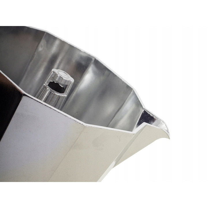Cafetiera espresso Moka, pentru aragaz, din aluminiu, capacitate 6 cesti, Argintiu/Negru