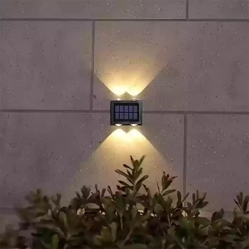 Set 2 Lampi Solare Decorative SIKS De Perete / Gradina, 4 LED SMD, Cu Senzor Lumina, Buton On/Off, Rezistente La Apa IP65, 200 mAh, Negru