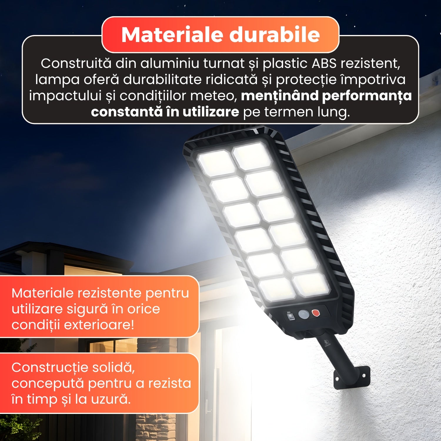 Lampa stradala solara LED 400W, 216 LED-uri, cu senzor de miscare si telecomanda, IP65, incarcare solara, lumina alb rece