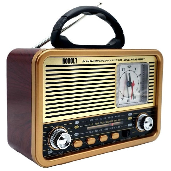 Radio Retro Portabil, NS - 8898 BT, Baterie Incorporata, Bluetooth, USB, SD Card, FM/AM/SW, ,,,maro deschis