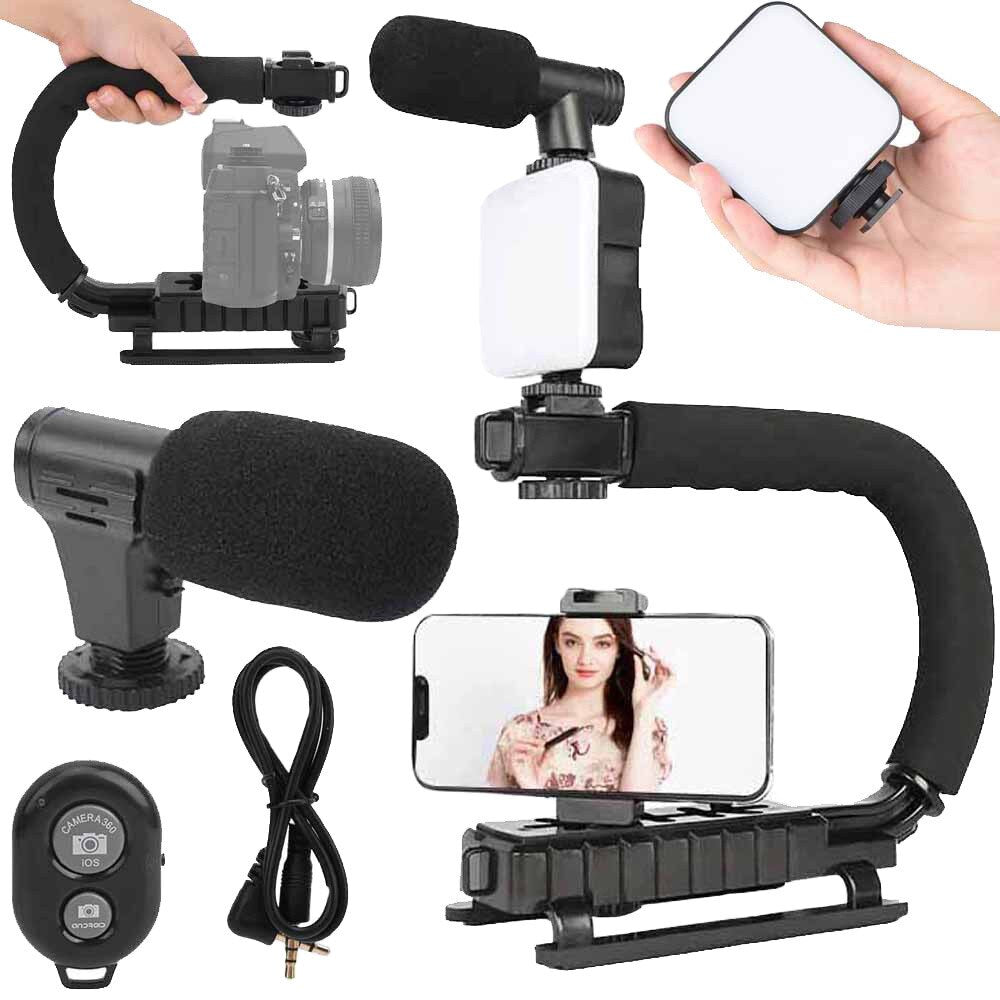 Set vlogging, suport video, microfon, suport telefon