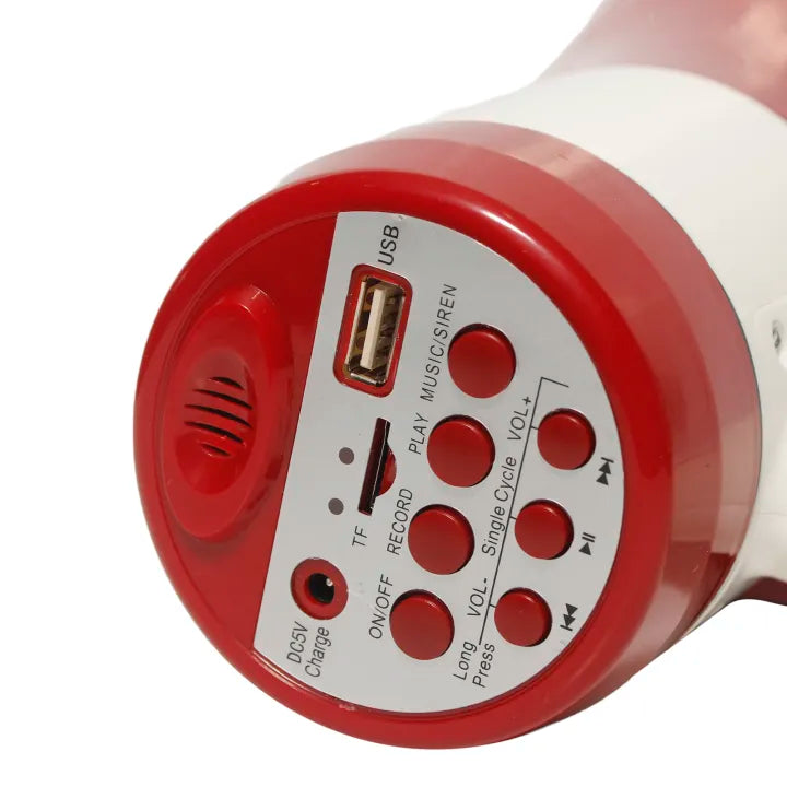 Portavoce cu acumulator, putere 30W, functie de redare inregistrare, buton On/OFF, control volum, citire card memorie, USB, rosu/alb