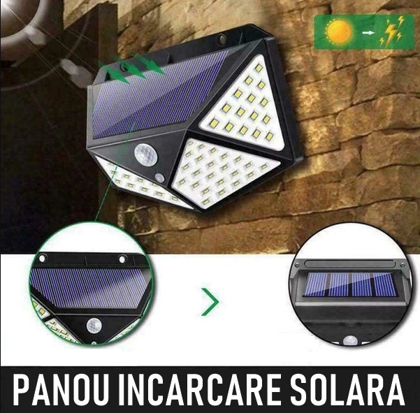 Set 6 Lampi solare 100 LED, cu senzor de miscare Aden