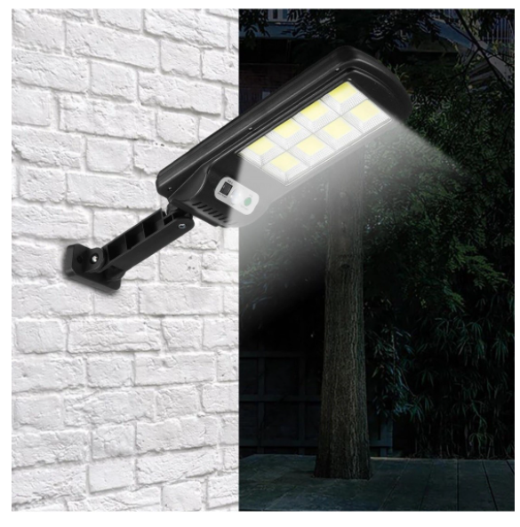 Set 4 lampi solare,150 LED, 6 COB, 90W, cu senzor de miscare, suport prindere inclus si telecomanda