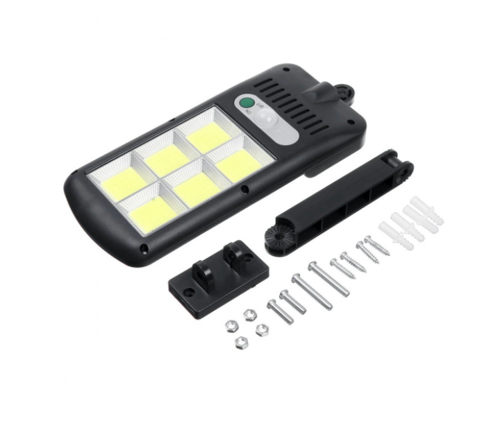 Set 4 lampi solare,150 LED, 6 COB, 90W, cu senzor de miscare, suport prindere inclus si telecomanda