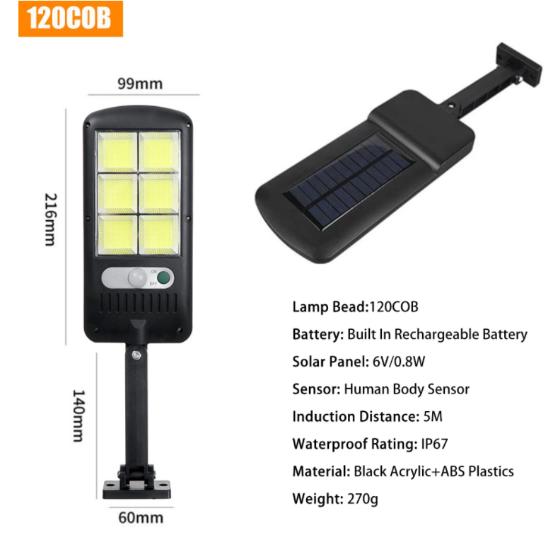 Set 4 lampi solare,150 LED, 6 COB, 90W, cu senzor de miscare, suport prindere inclus si telecomanda