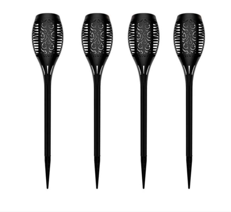 Set 4 x Lampa solara tip torta cu efect flacara, 12 LED-uri,