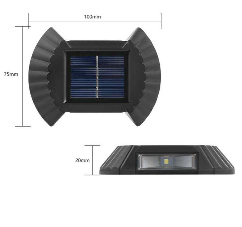 Set 4 lampi solare de perete cu lumina bidirectionala, 2 Led
